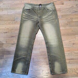 Y2K Premium Raw Blue Embroidered Pocket Jeans (Men's 36x32)